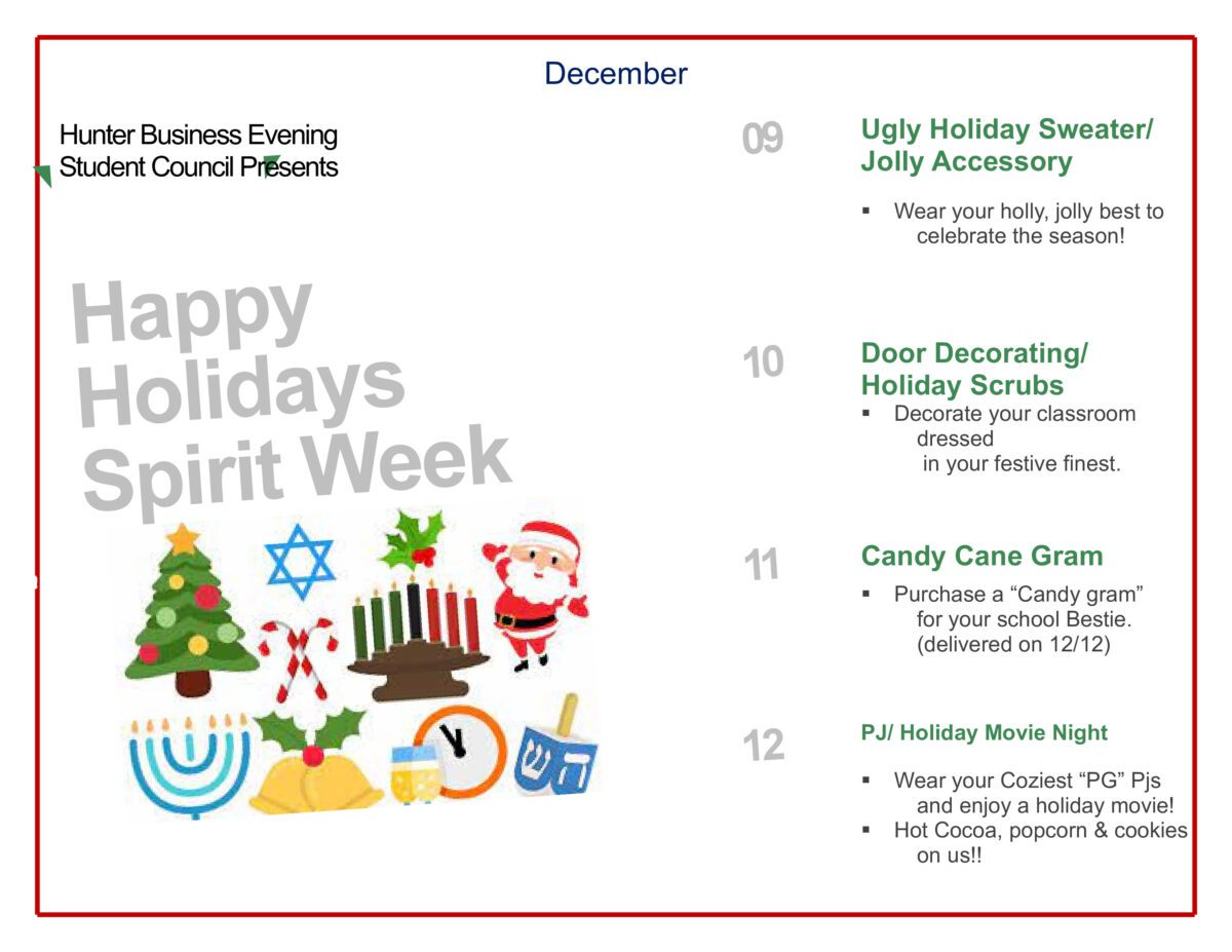 Happy Holidays Spirit Week presented by Medford Evening Student Council